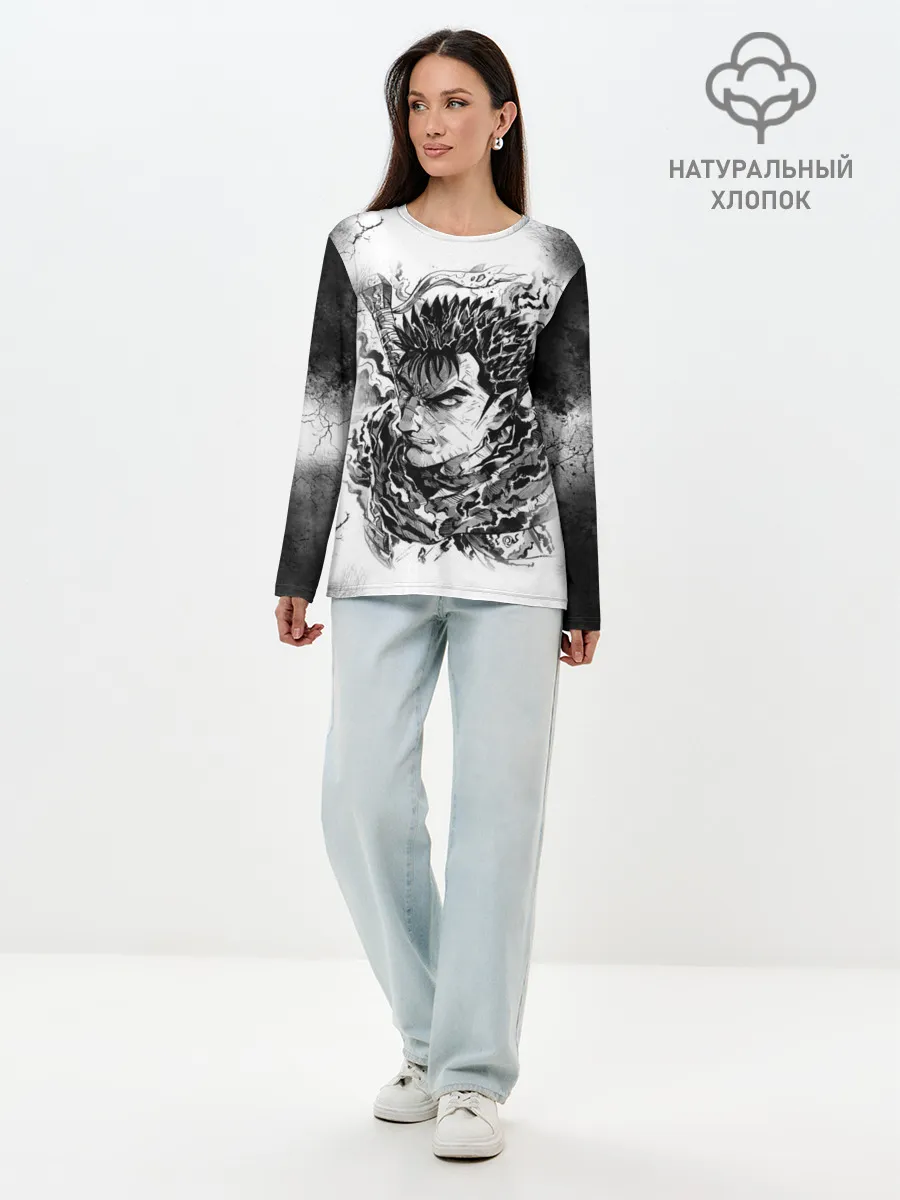 Лонгслив женский. Хлопок / Гатс акварель