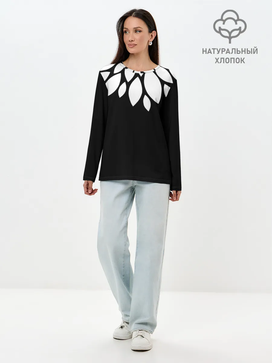 Лонгслив женский. Хлопок / Лепестки