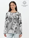 Лонгслив женский. Хлопок / KAGUYA AHEGAO чернобелое / КАГУЯ АХЕГАО