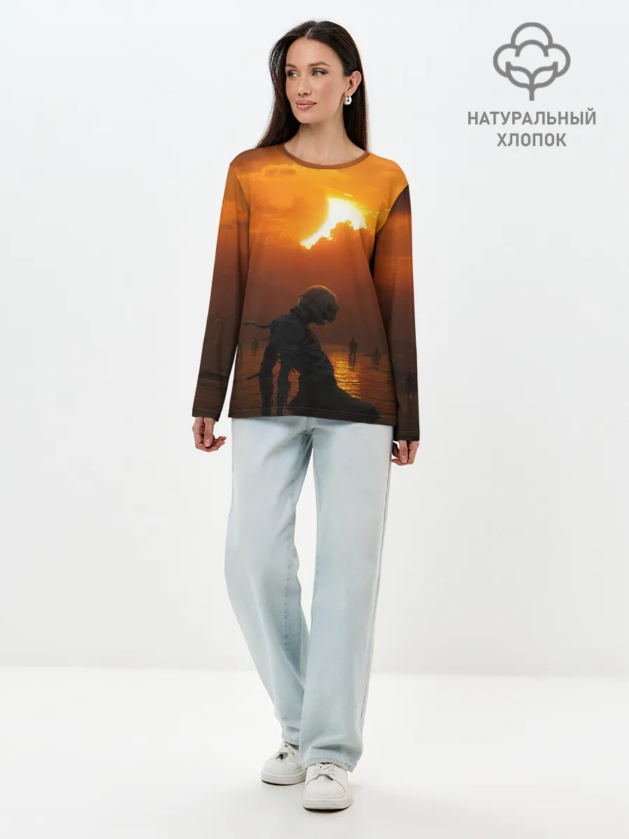 Лонгслив женский. Хлопок / Берсерк закат
