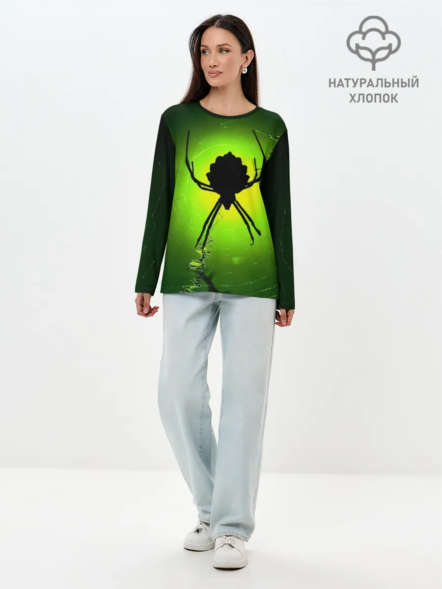 Лонгслив женский. Хлопок / Паук | Spider