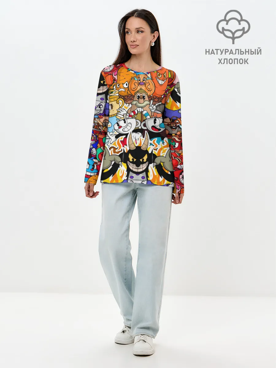 Лонгслив женский. Хлопок / CUPHEAD