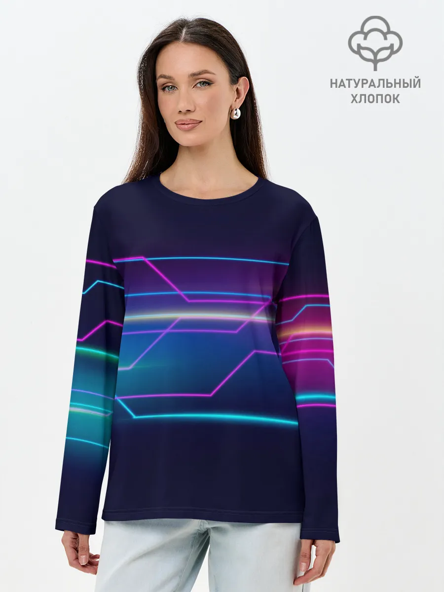 Лонгслив женский. Хлопок / Лазерные лучи