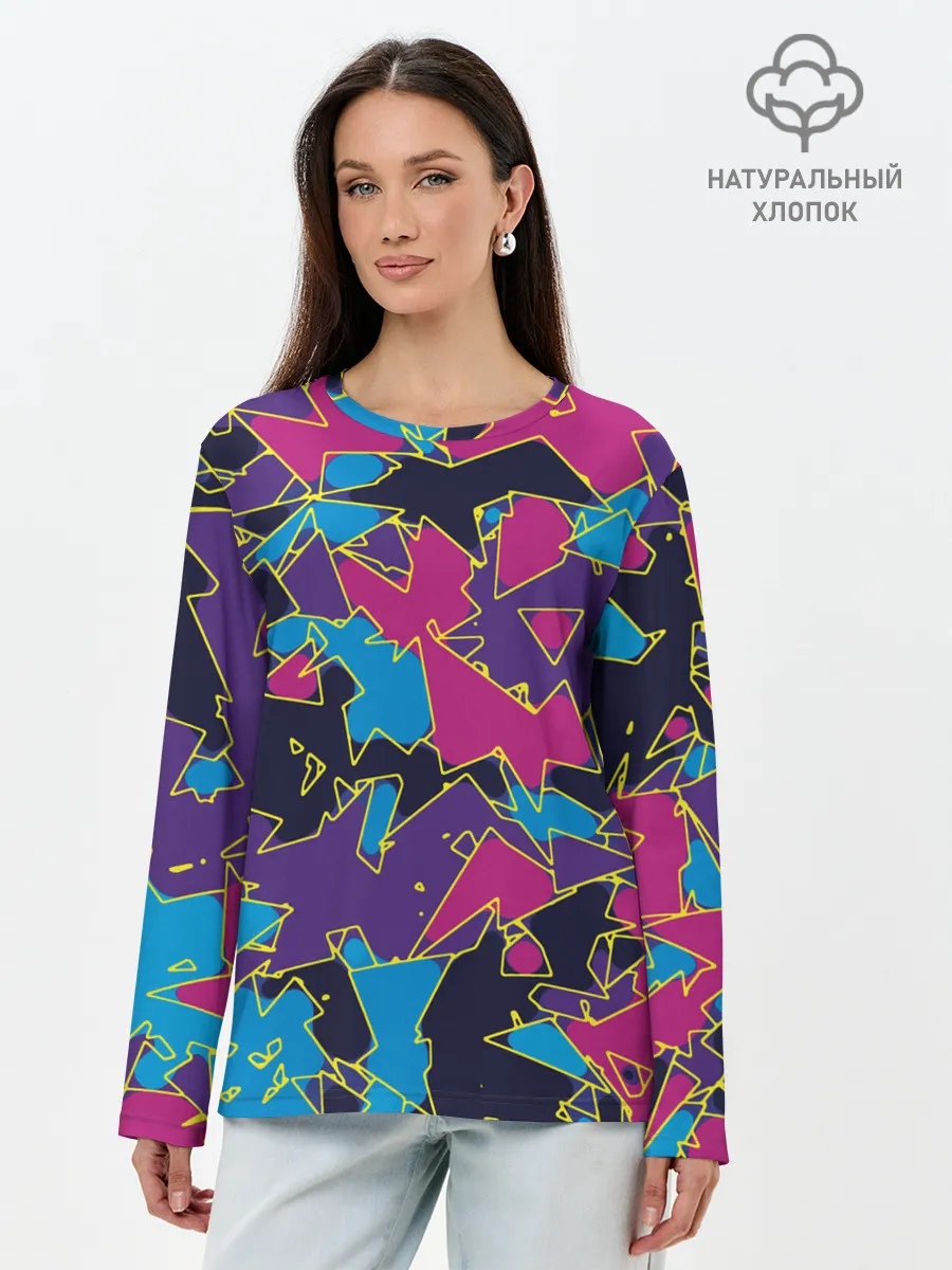 Лонгслив женский. Хлопок / Геометрическая абстракция
