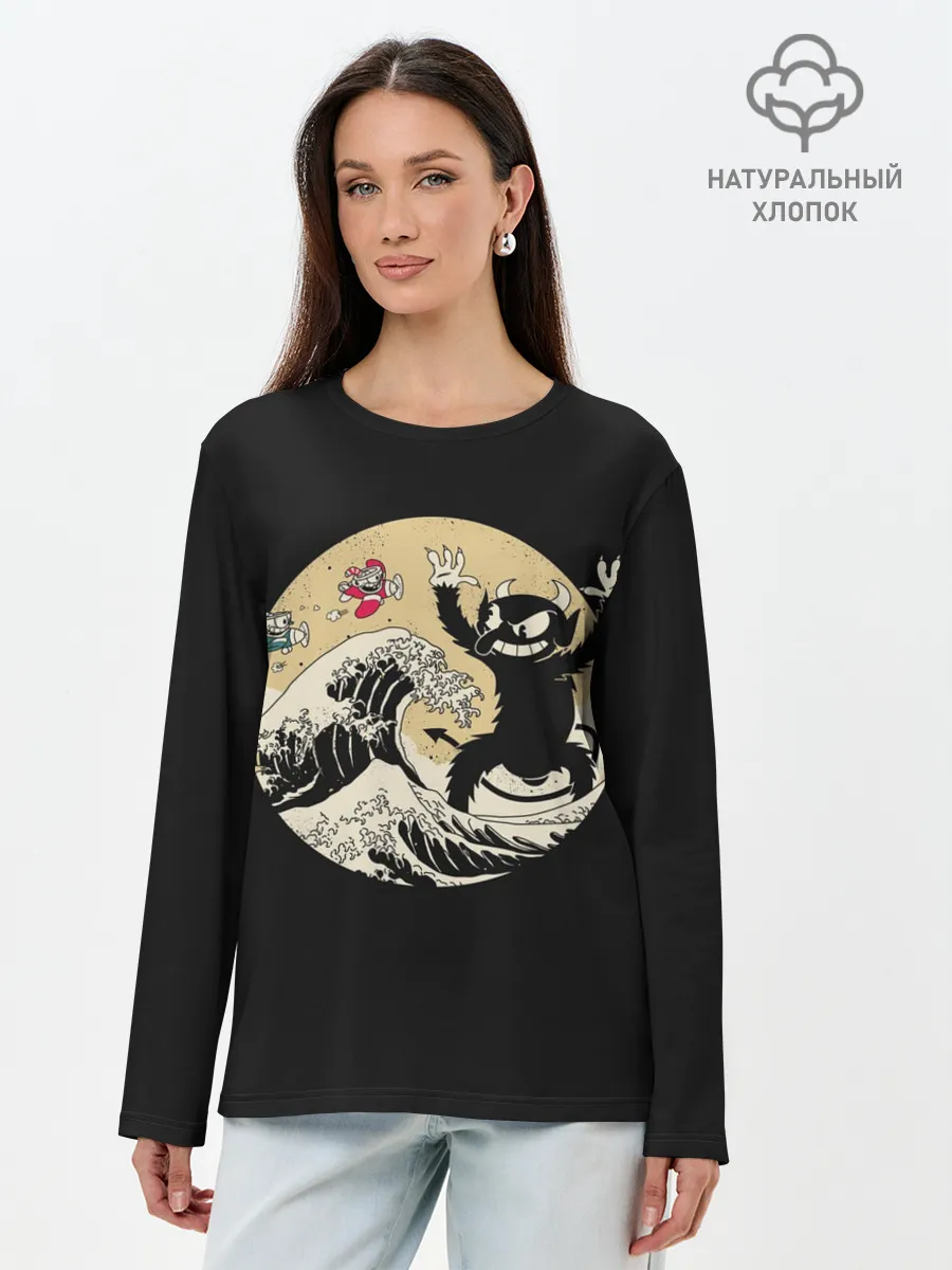 Лонгслив женский. Хлопок / CUPHEAD | RETRO WAVE