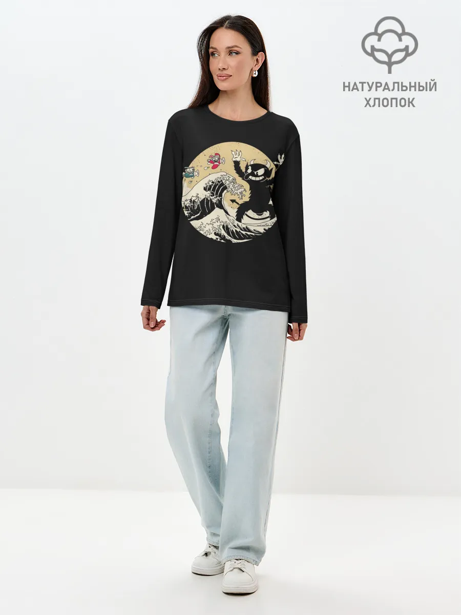 Лонгслив женский. Хлопок / CUPHEAD | RETRO WAVE