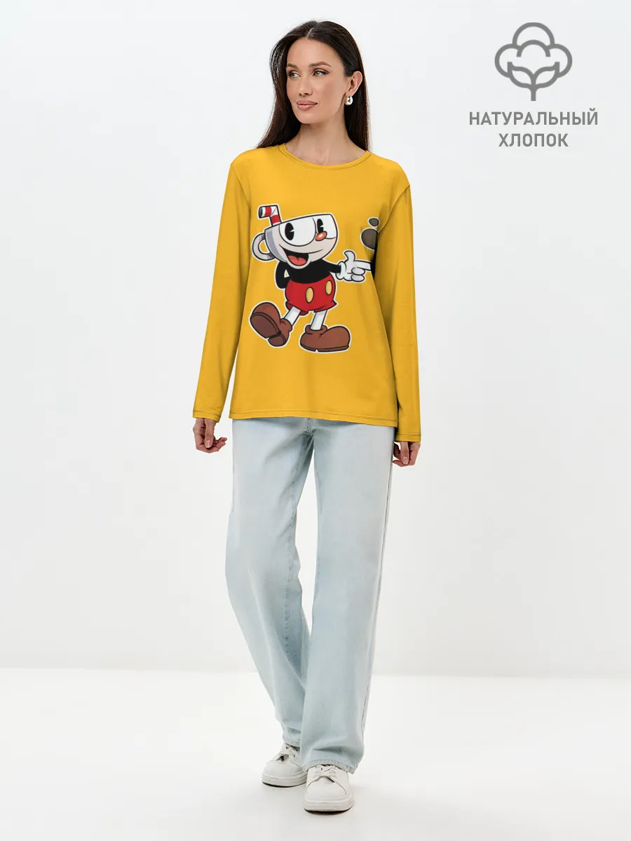 Лонгслив женский. Хлопок / CUPHEAD | КАПХЕД