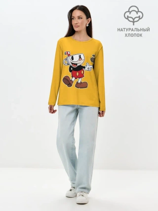 Лонгслив женский. Хлопок / CUPHEAD | КАПХЕД