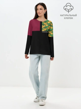 Лонгслив женский. Хлопок / Гию Томиока Kimetsu no Yaiba