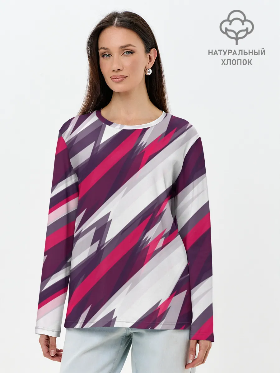 Лонгслив женский. Хлопок / Абстракция ,,Пламя