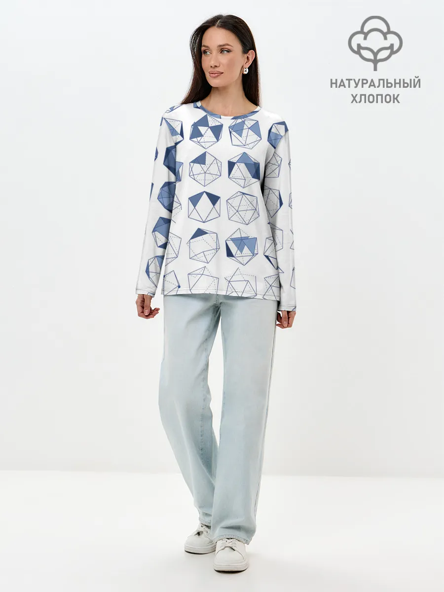 Лонгслив женский. Хлопок / Геометрические фигуры