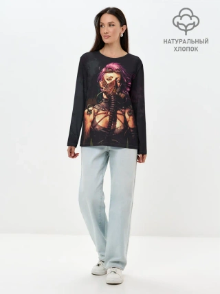 Лонгслив женский. Хлопок / Steampunk girl | Стимпанк