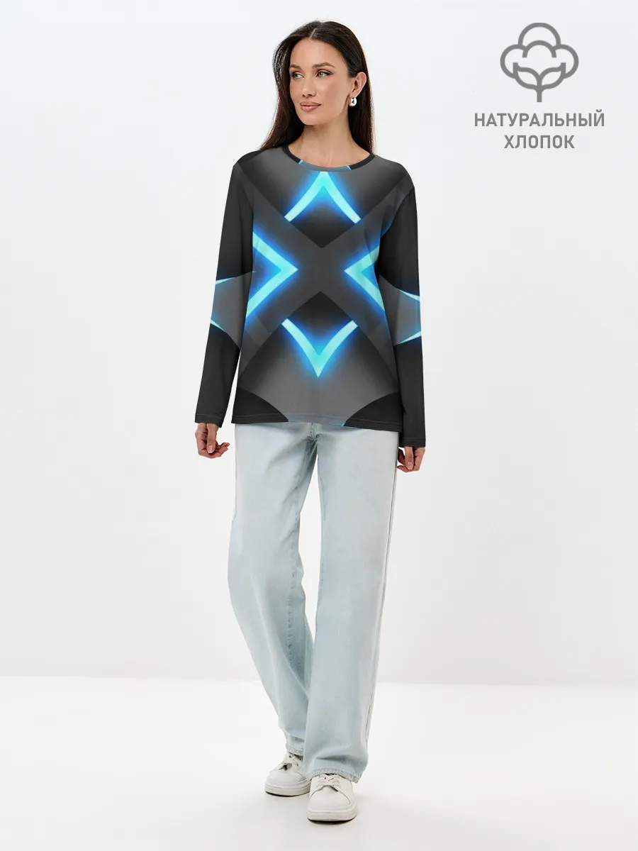 Лонгслив женский. Хлопок / НЕОНОВЫЕ СТРЕЛКИ 3D