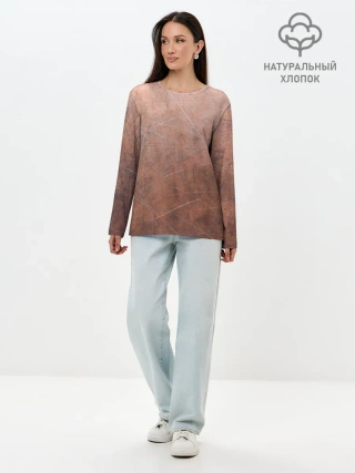 Лонгслив женский. Хлопок / ЛАТУНЬ