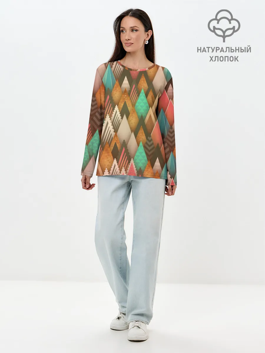 Лонгслив женский. Хлопок / Острые пики