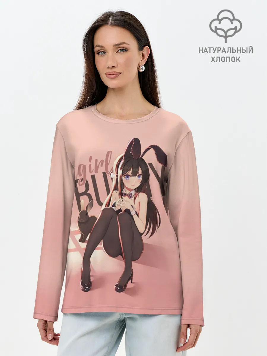 Лонгслив женский. Хлопок / Bunny Girl apricot