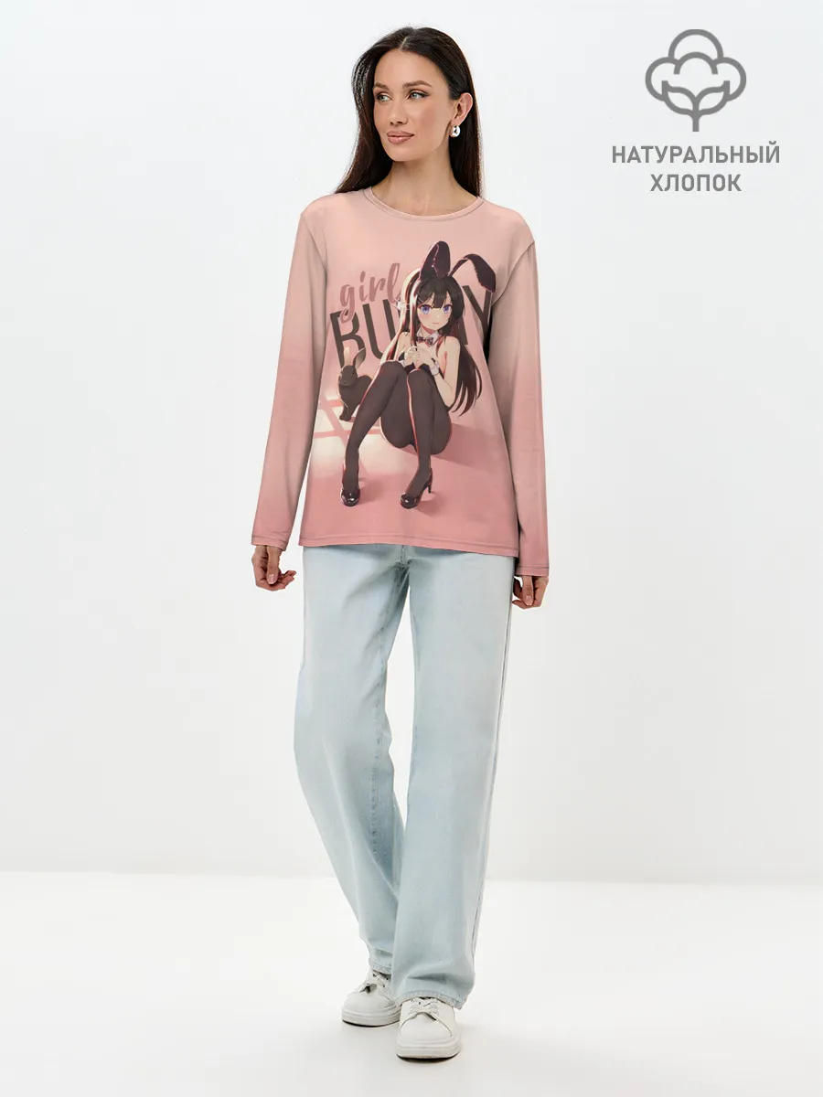 Лонгслив женский. Хлопок / Bunny Girl apricot