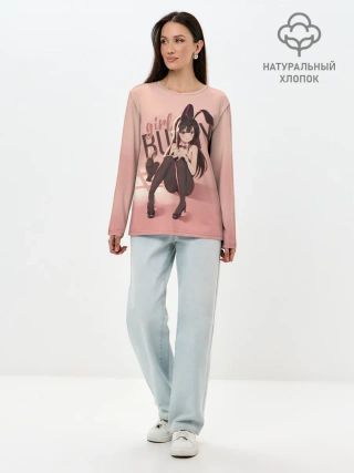 Лонгслив женский. Хлопок / Bunny Girl apricot
