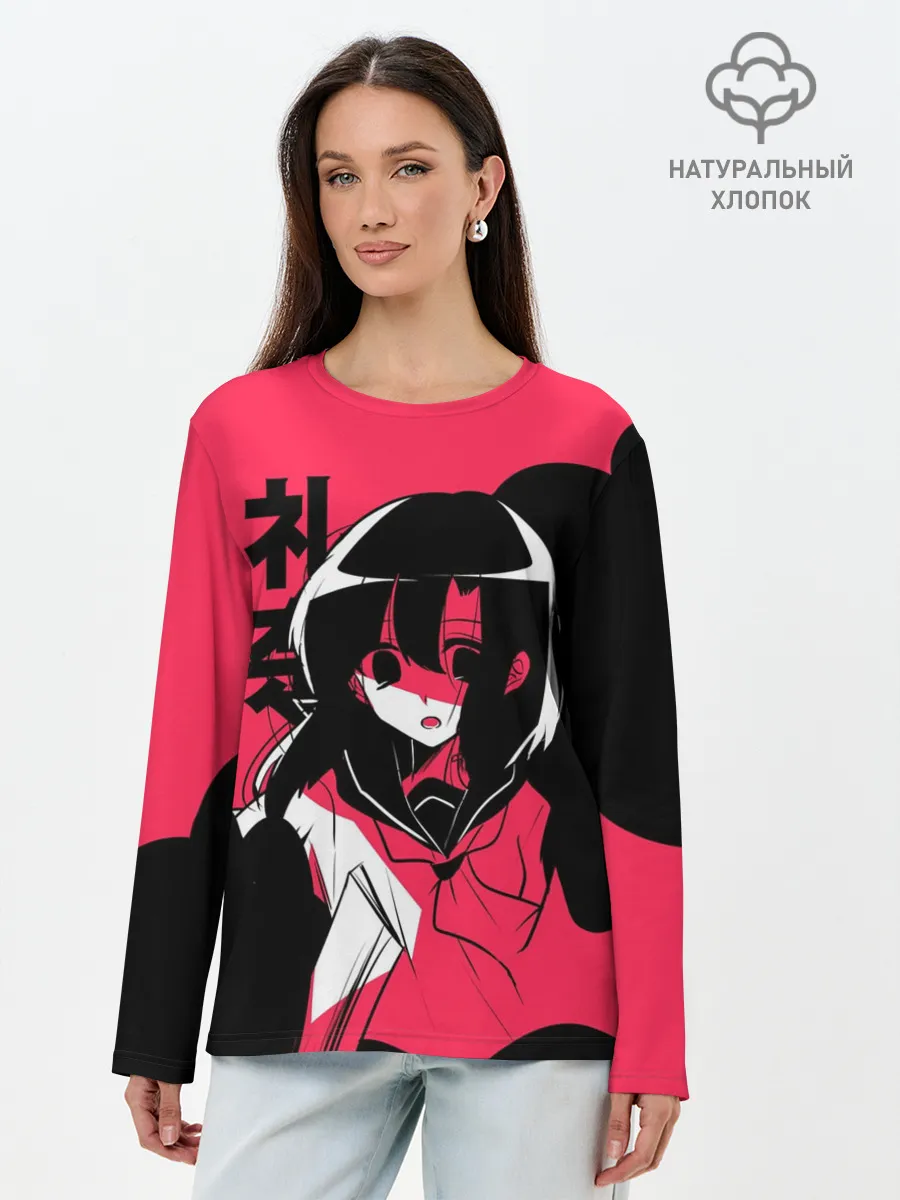 Лонгслив женский. Хлопок / Rena Black Pink