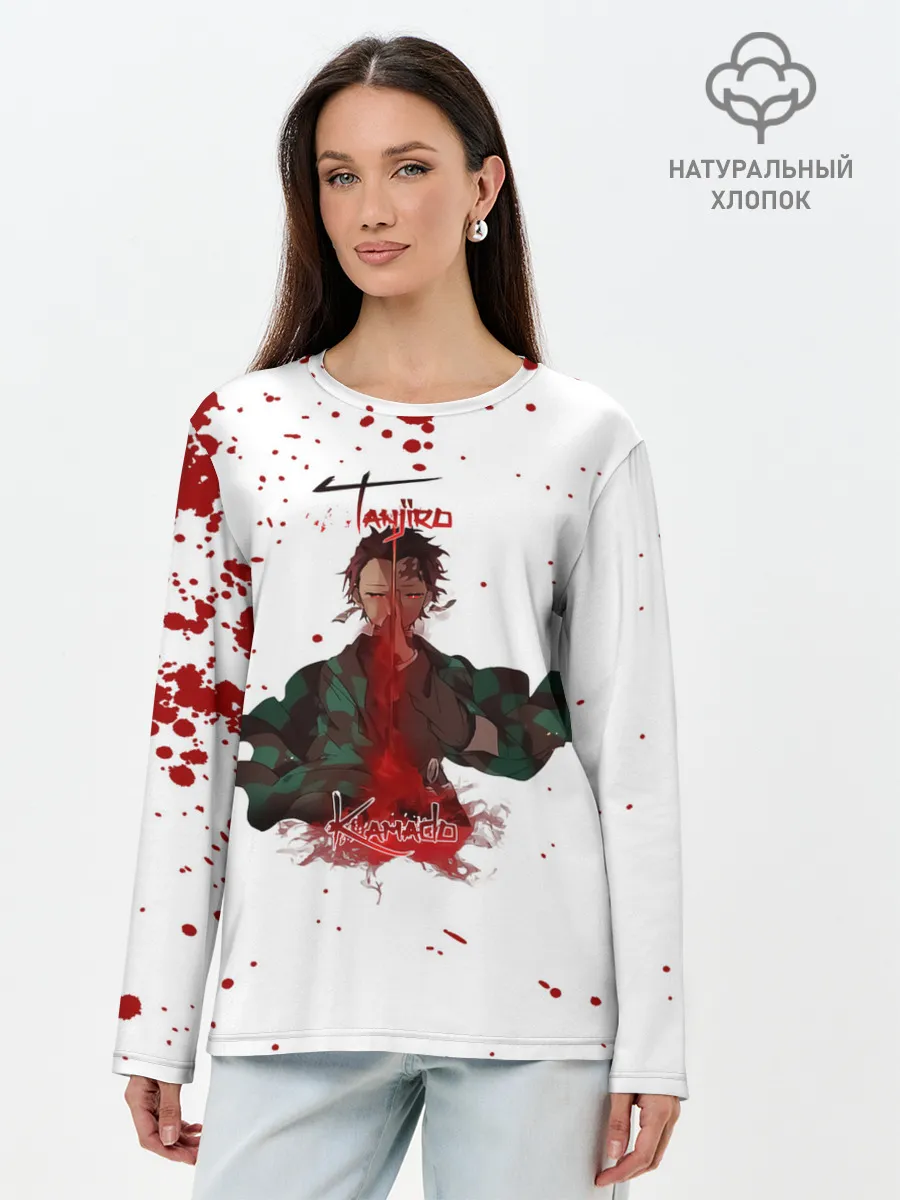 Лонгслив женский. Хлопок / Tanjirou Kamado Kimetsu no Yaiba
