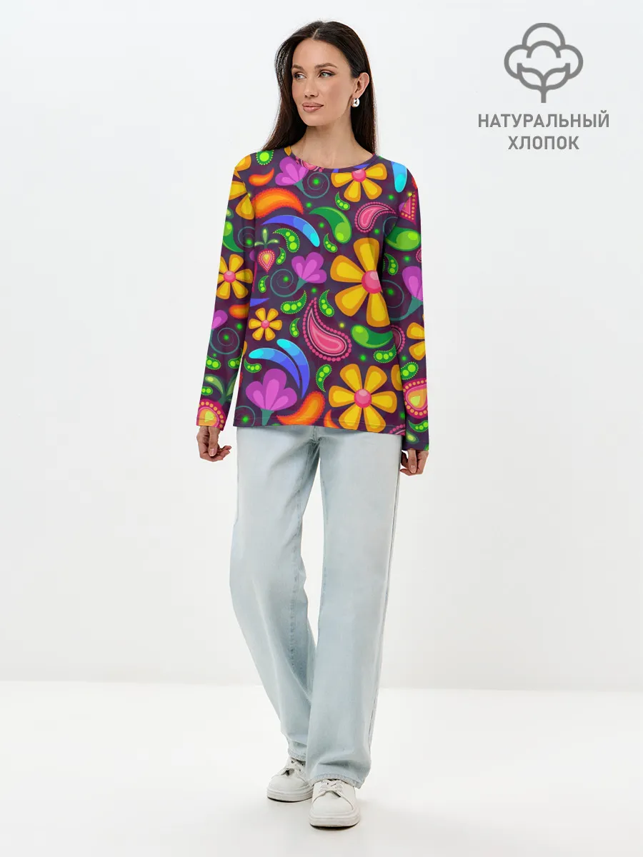 Лонгслив женский. Хлопок / Пляжная