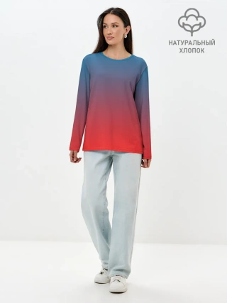 Лонгслив женский. Хлопок / Градиентовая