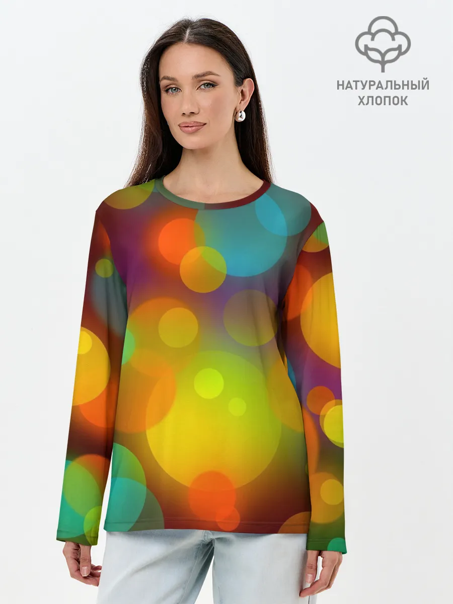 Лонгслив женский. Хлопок / Цветные блики