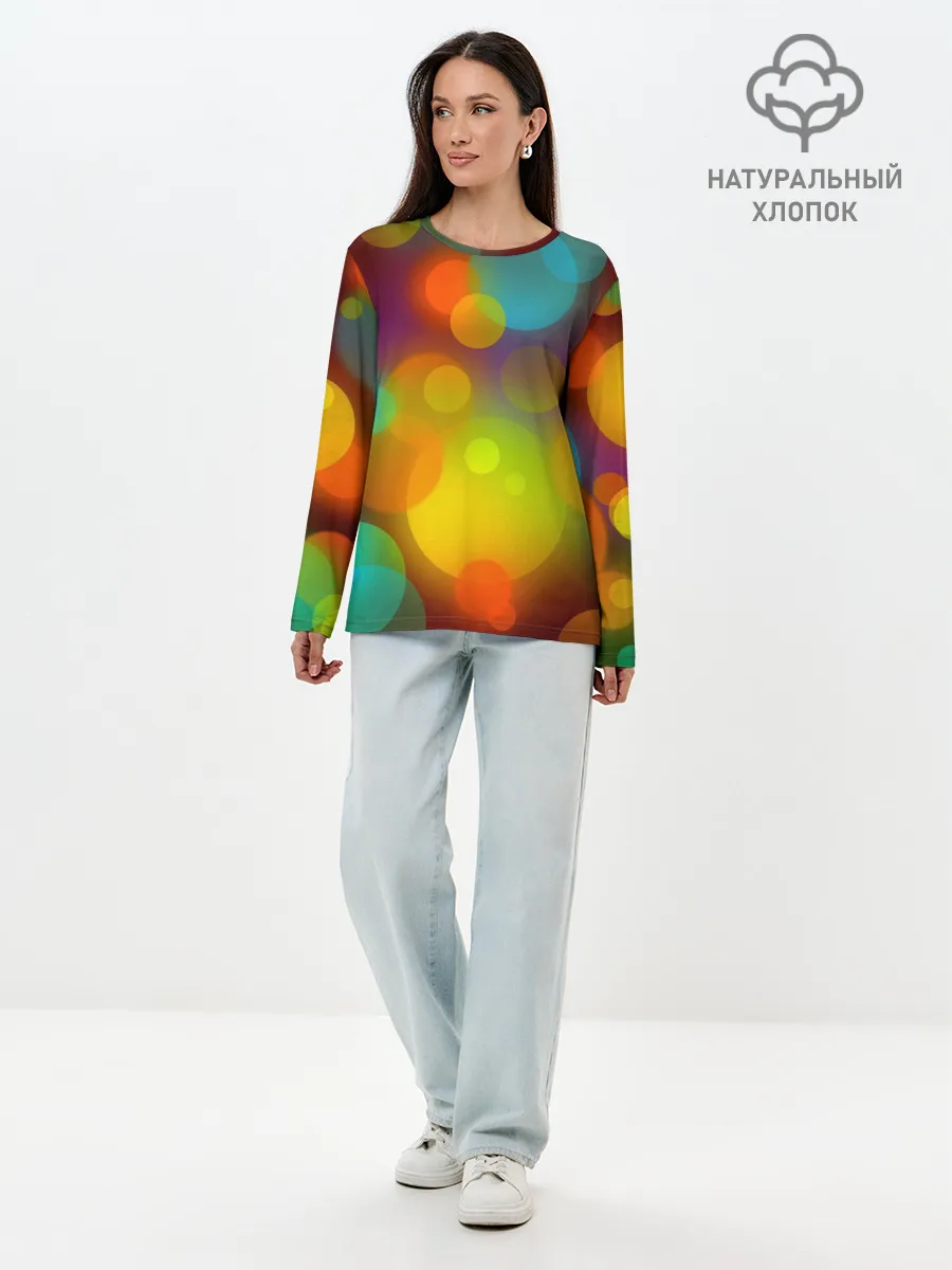 Лонгслив женский. Хлопок / Цветные блики