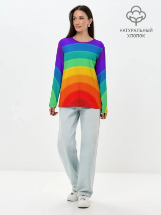 Лонгслив женский. Хлопок / Круговая радуга