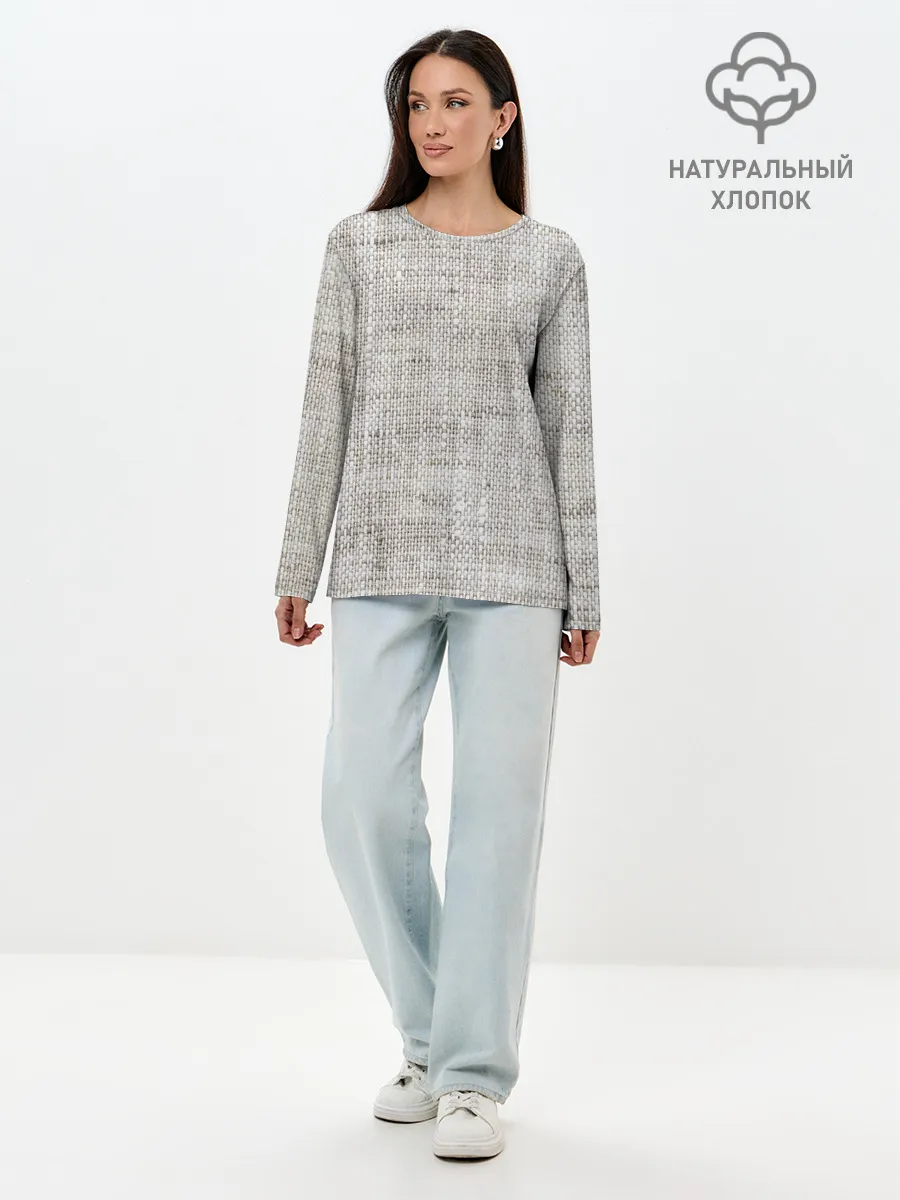 Лонгслив женский. Хлопок / Серая Мешковина