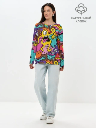 Лонгслив женский. Хлопок / crazy abstraction