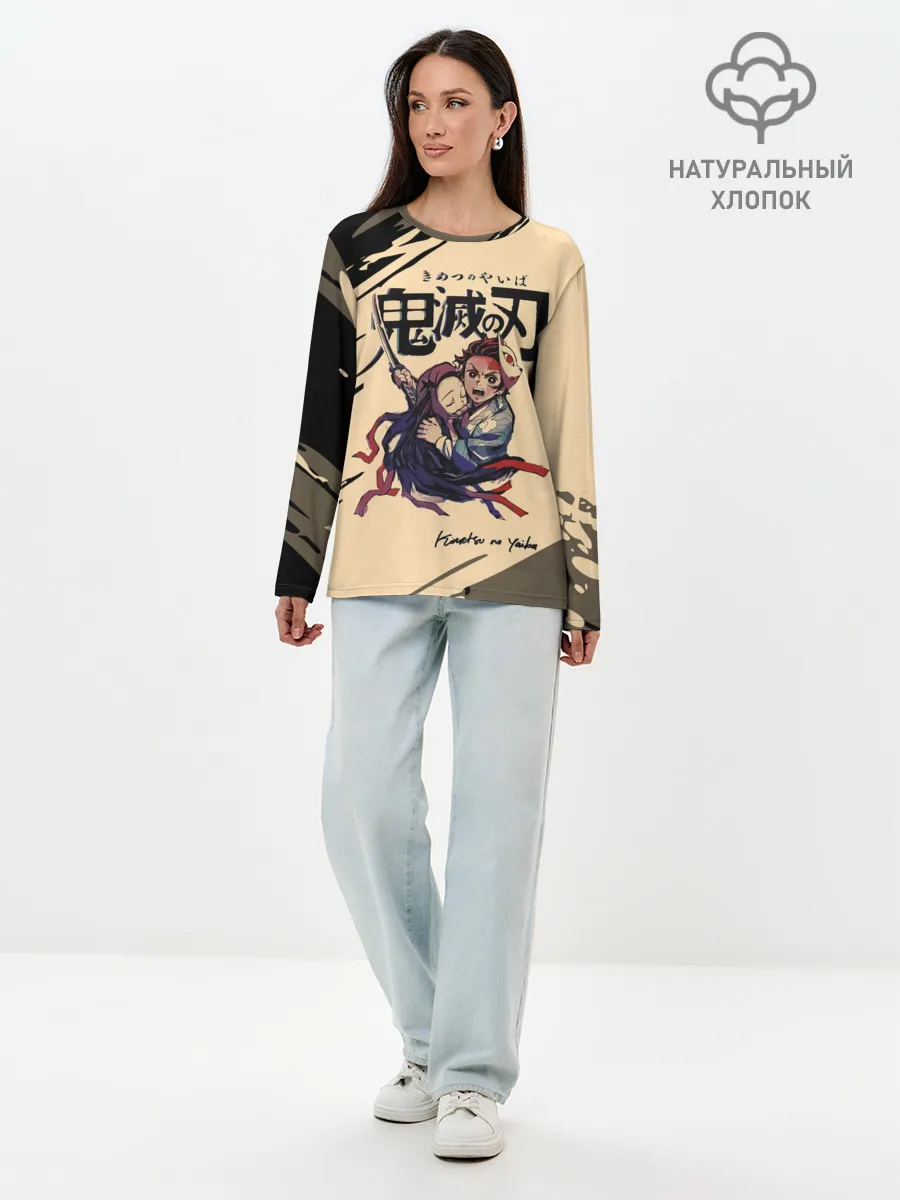 Лонгслив женский. Хлопок / Kimetsu no Yaiba