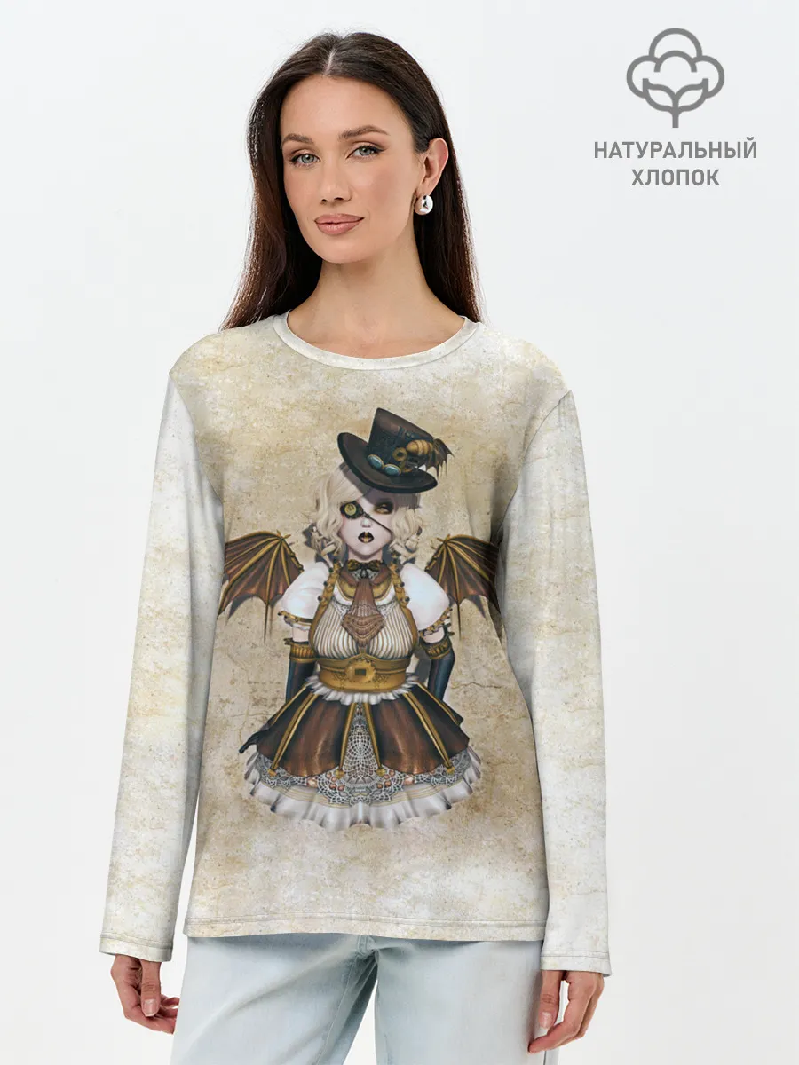 Лонгслив женский. Хлопок / Стимпанк Девушка