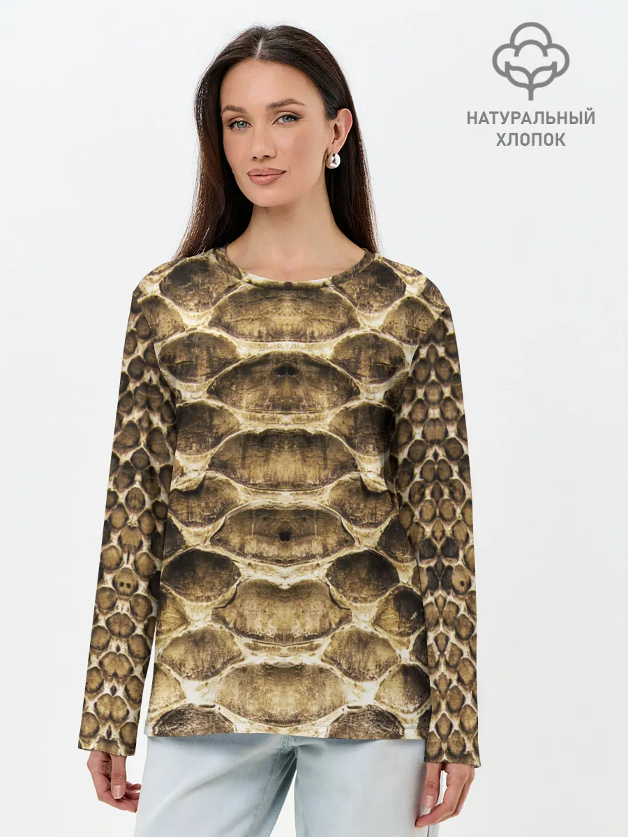 Лонгслив женский. Хлопок / Змеиная кожа
