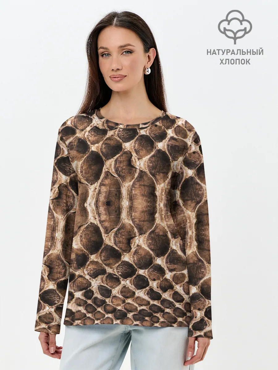 Лонгслив женский. Хлопок / Snake Skin