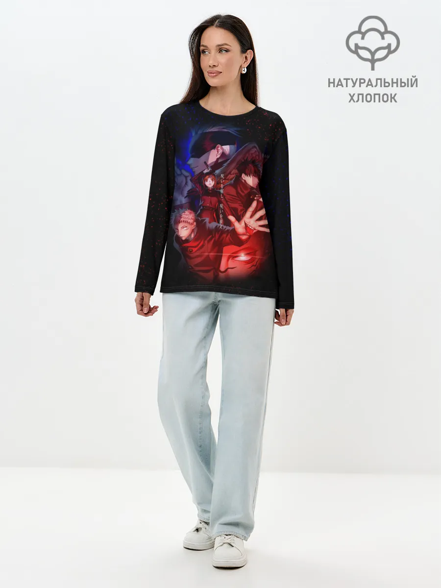Лонгслив женский. Хлопок / МАГИЧЕСКАЯ БИТВА | SUKUNA