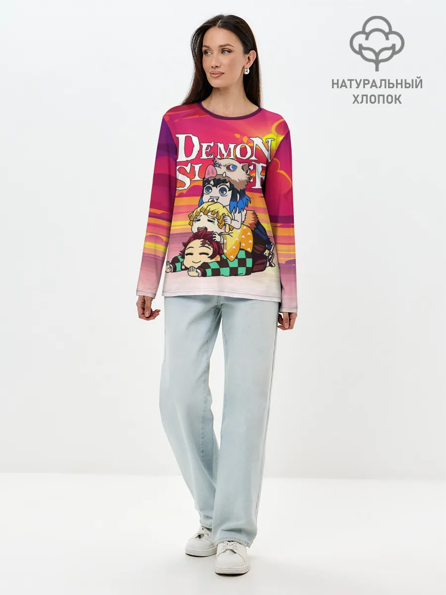 Лонгслив женский. Хлопок / КЛИНОК, РАССЕКАЮЩИЙ ДЕМОНОВ
