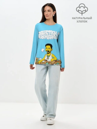 Лонгслив женский. Хлопок / Скриптонит/Свистки и бумажки