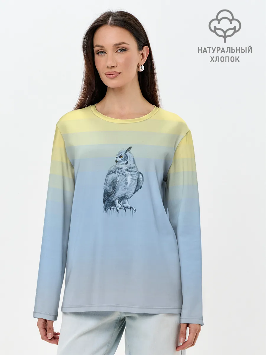 Лонгслив женский. Хлопок / филин