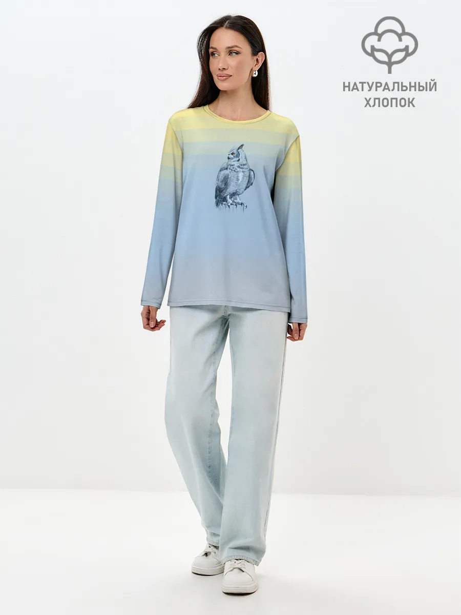 Лонгслив женский. Хлопок / филин