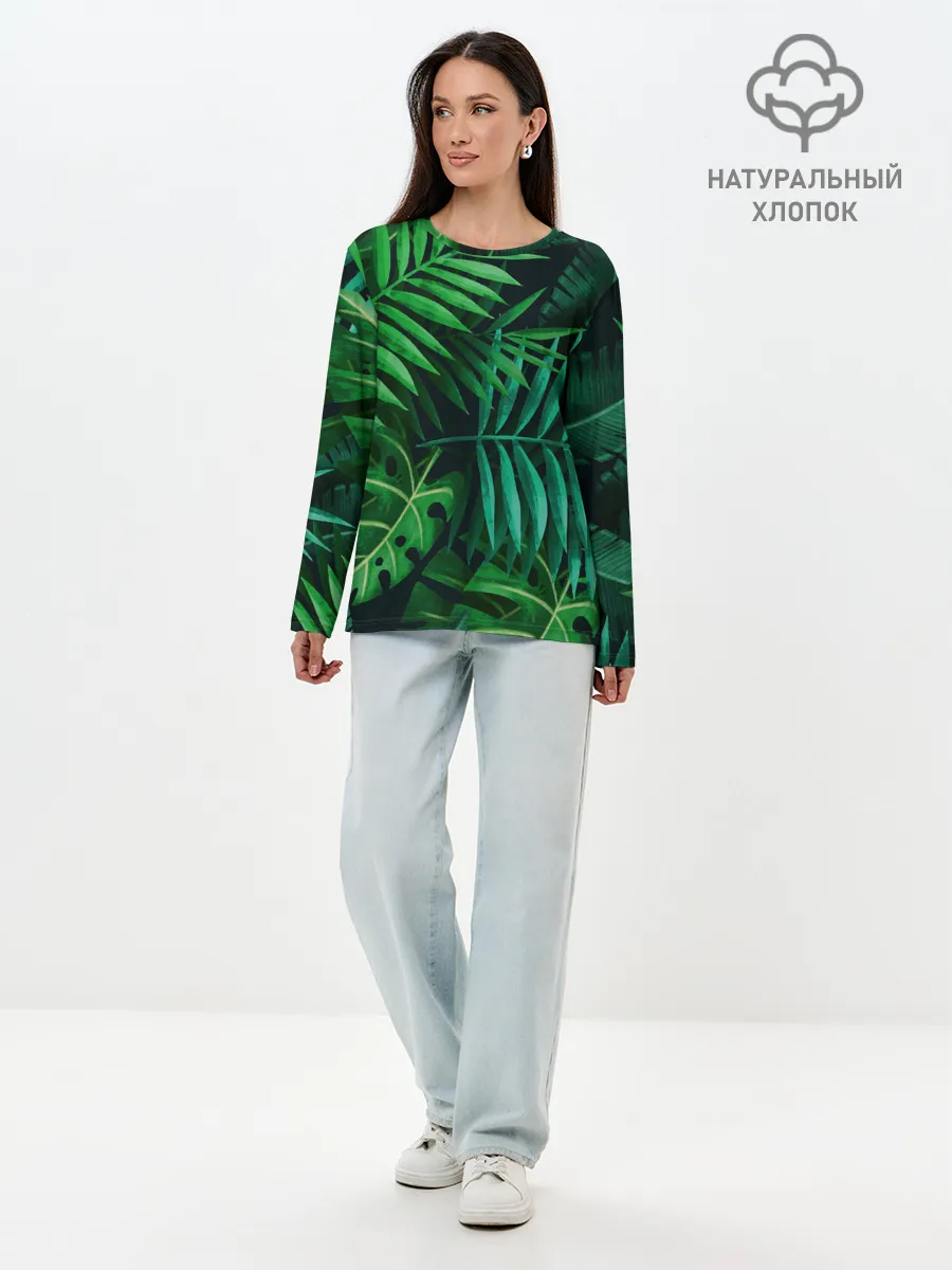 Лонгслив женский. Хлопок / Сочные тропики