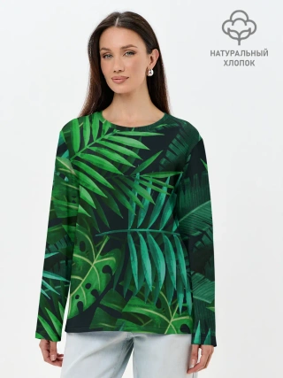 Лонгслив женский. Хлопок / Сочные тропики