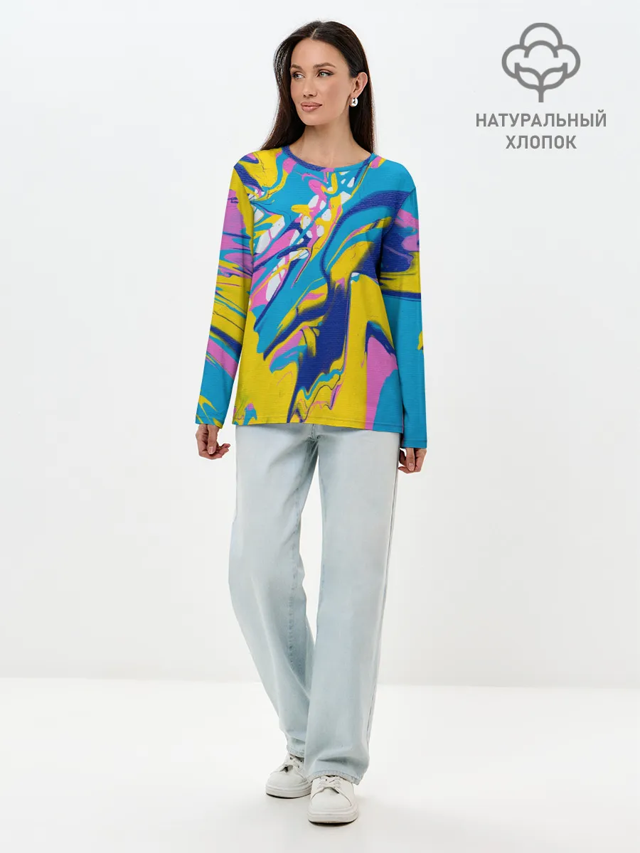 Лонгслив женский. Хлопок / Клякса