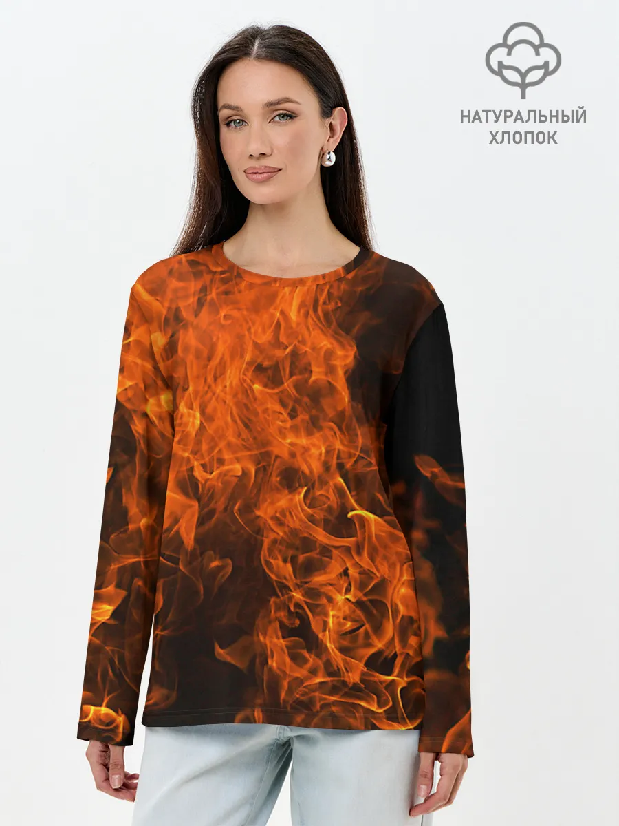 Лонгслив женский. Хлопок / Огонь