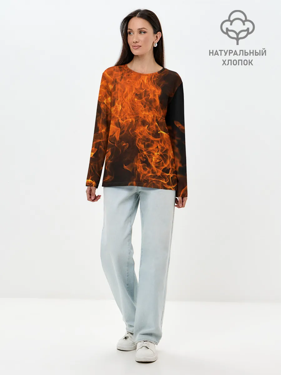 Лонгслив женский. Хлопок / Огонь