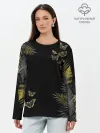 Лонгслив женский. Хлопок / ЗОЛОТЫЕ БАБОЧКИ И ПАПОРОТНИК