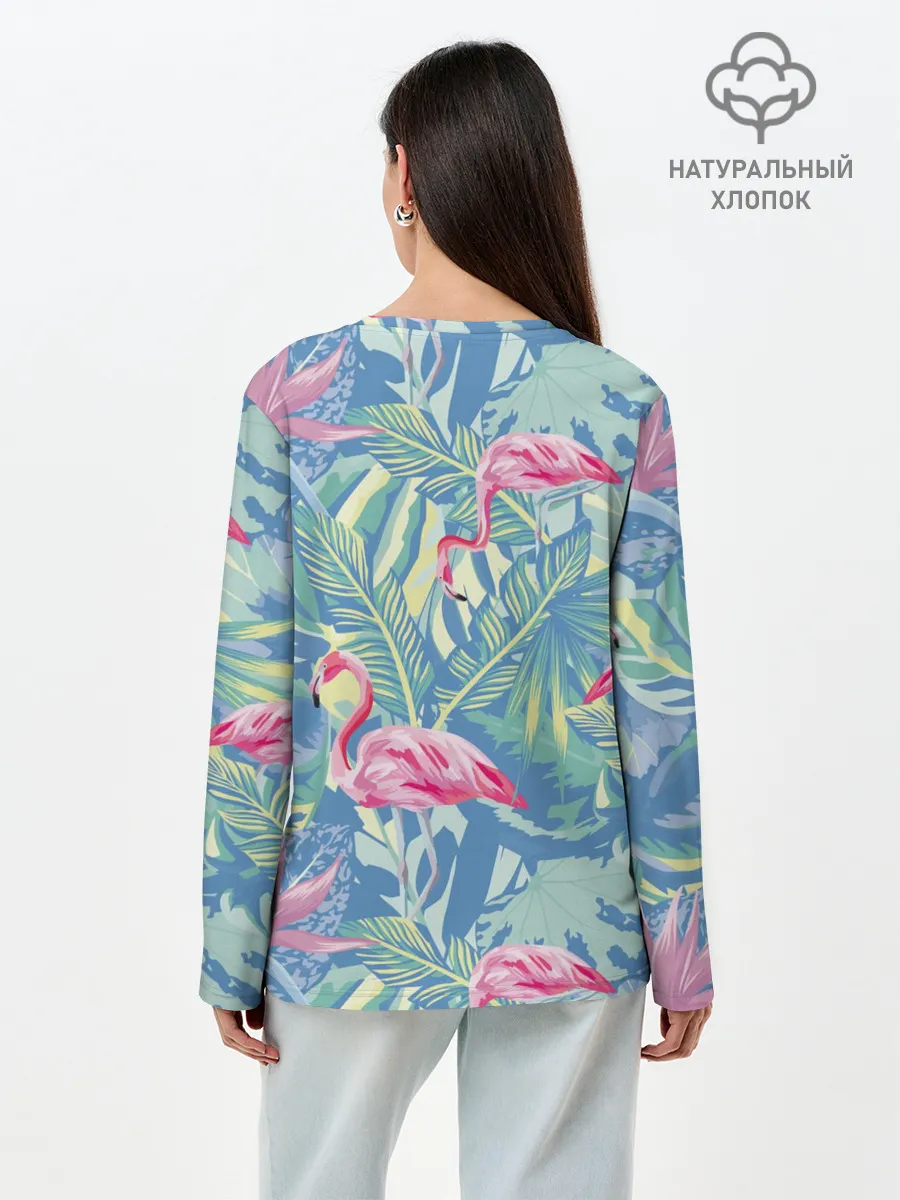 Лонгслив женский. Хлопок / фламинго