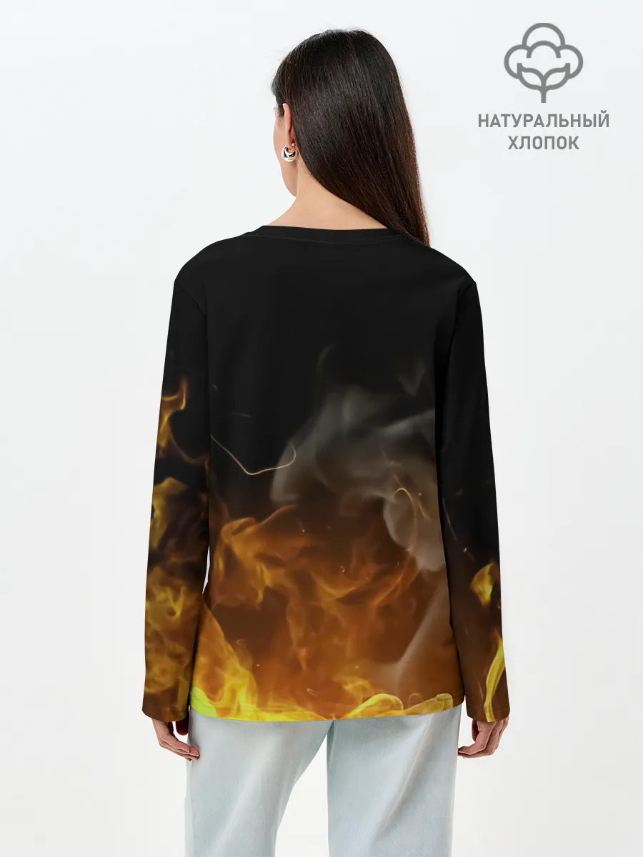 Лонгслив женский. Хлопок / Танджиро Камадо в огне