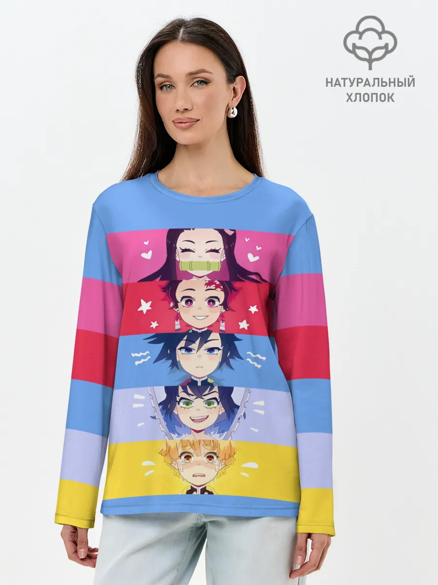 Лонгслив женский. Хлопок / ПЕРСОНАЖИ Kimetsu no Yaiba