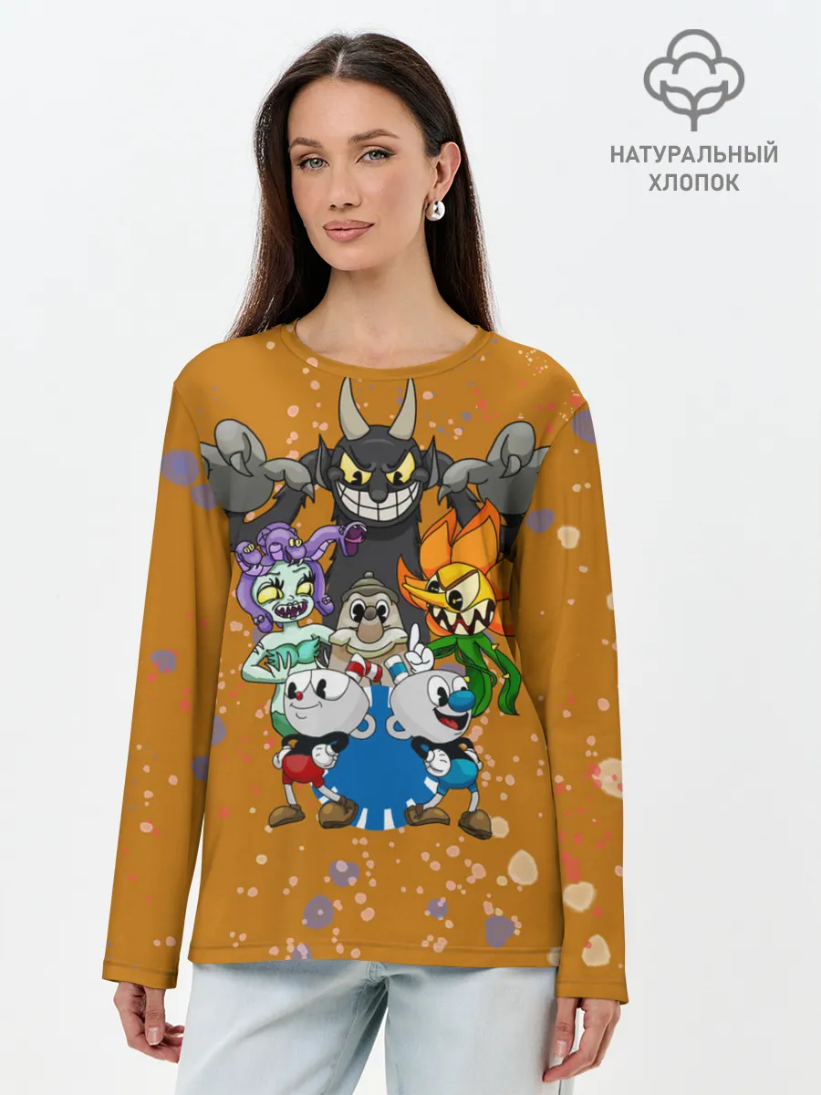Лонгслив женский. Хлопок / cuphead